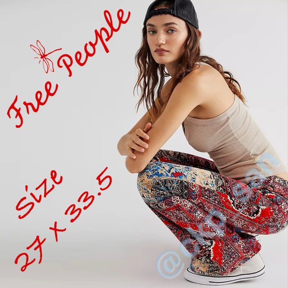 Free People Denim - Free People Pull On Corduroy Printed Flares Sz 27